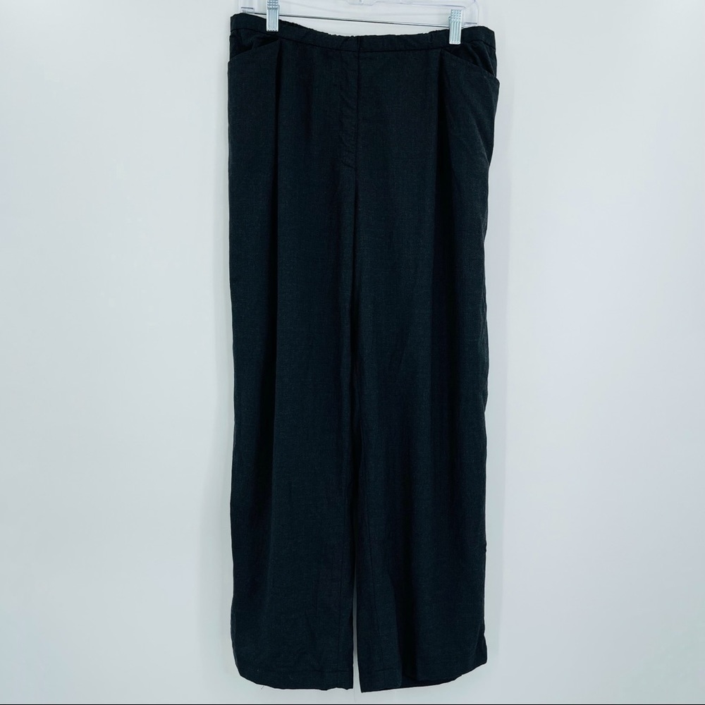 Tamotsu Wool High Rise Pants Womens 2 Black Lagenlook Pockets‎ Pull On Relaxed